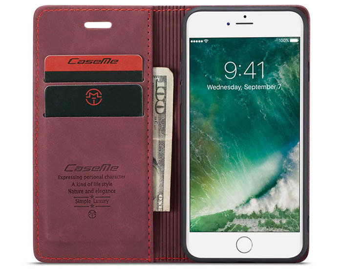 CaseMe iPhone SE 2020 Retro Wallet Kickstand Magnetic Flip Leather Case