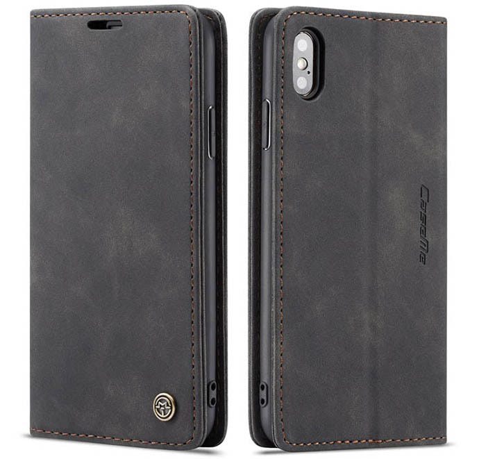 CaseMe iPhone XS Retro Wallet Kickstand Magnetic Flip Leather Case