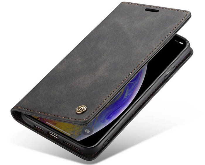 CaseMe iPhone XS Retro Wallet Kickstand Magnetic Flip Leather Case