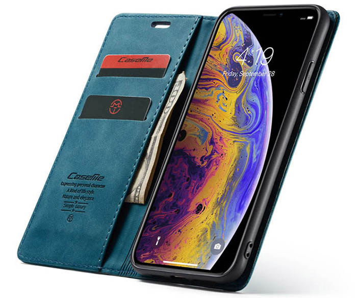 CaseMe iPhone XS Max Retro Wallet Kickstand Magnetic Flip Leather Case