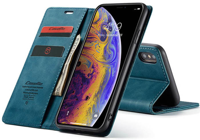 CaseMe iPhone X Retro Wallet Kickstand Magnetic Flip Leather Case