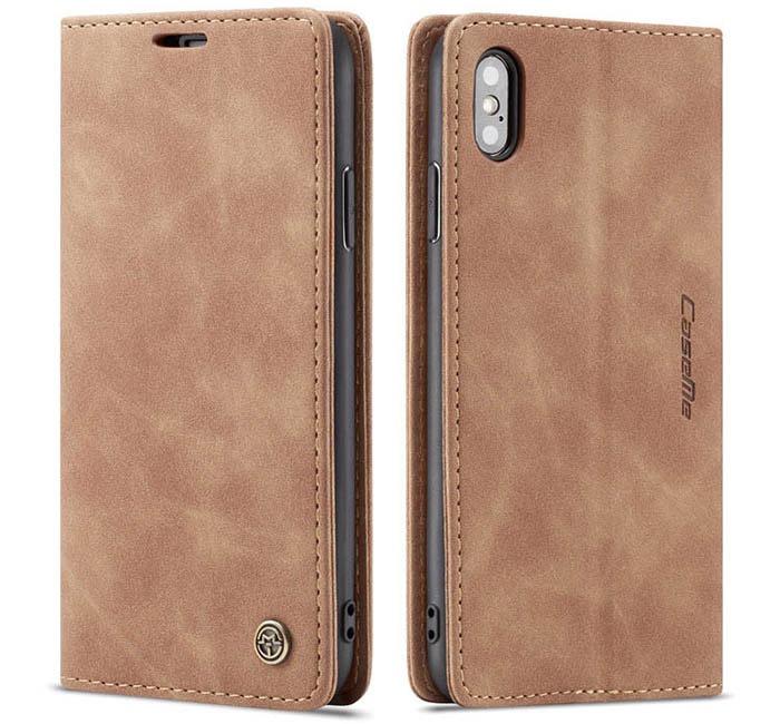 CaseMe iPhone X Retro Wallet Kickstand Magnetic Flip Leather Case