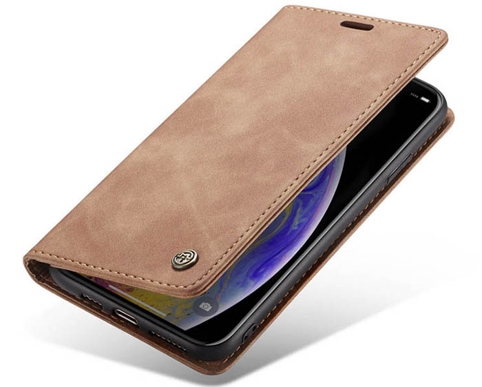 CaseMe iPhone XS Retro Wallet Kickstand Magnetic Flip Leather Case