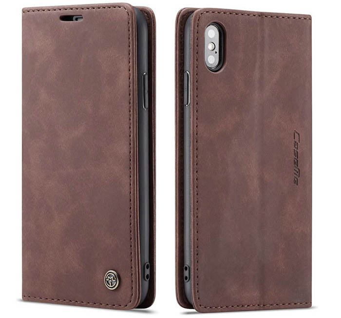 CaseMe iPhone X Retro Wallet Kickstand Magnetic Flip Leather Case