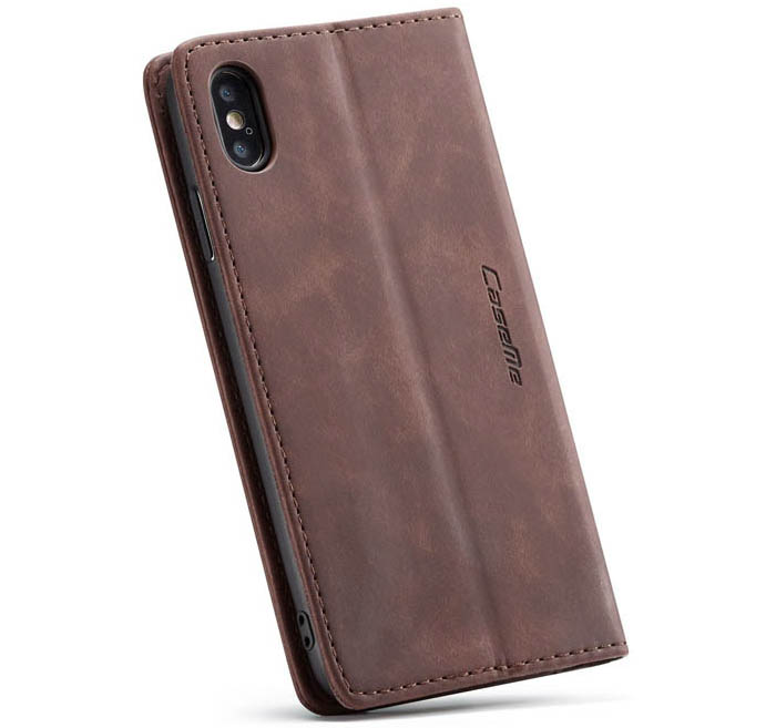 CaseMe iPhone XS Retro Wallet Kickstand Magnetic Flip Leather Case