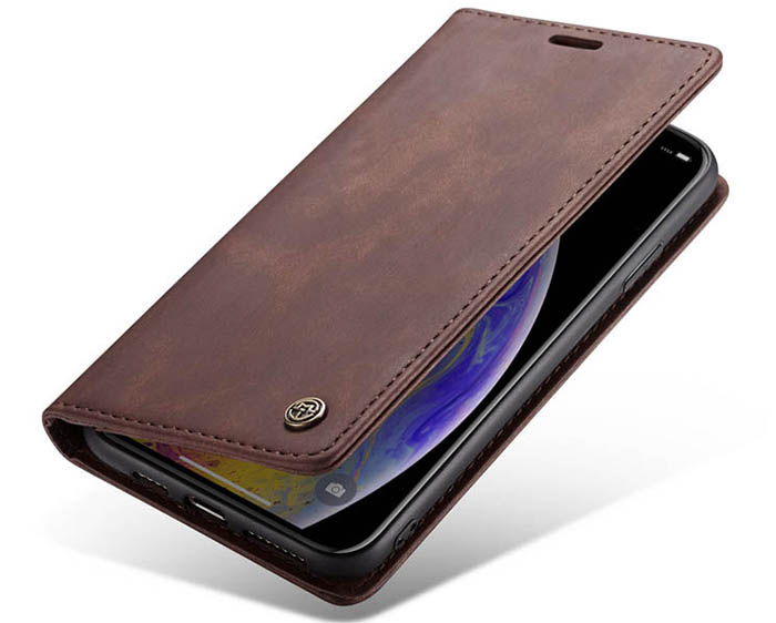 CaseMe iPhone X Retro Wallet Kickstand Magnetic Flip Leather Case