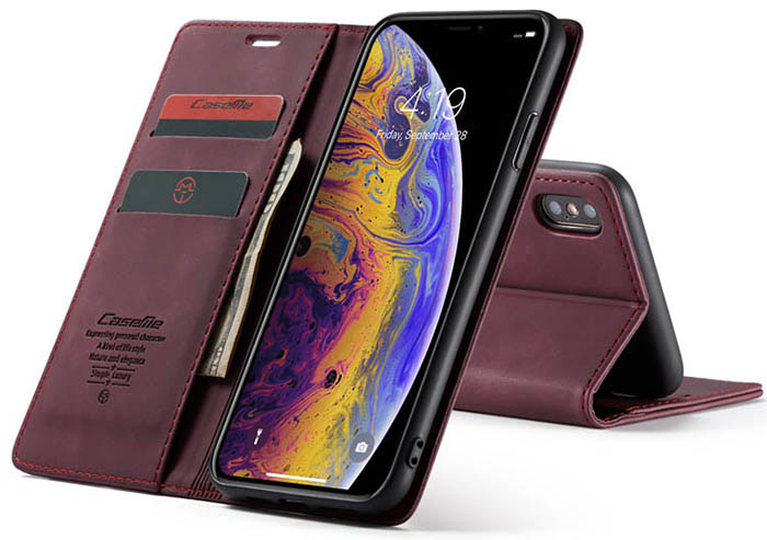 CaseMe iPhone XS Max Retro Wallet Kickstand Magnetic Flip Leather Case