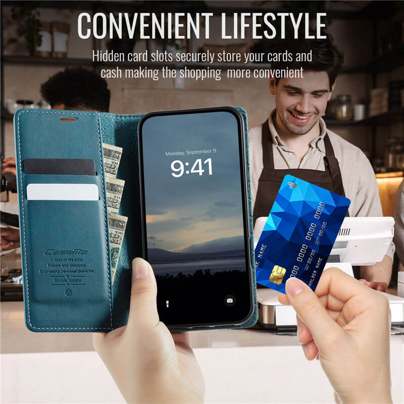 CaseMe iPhone XR Magnetic Wallet Case with RFID Blocking