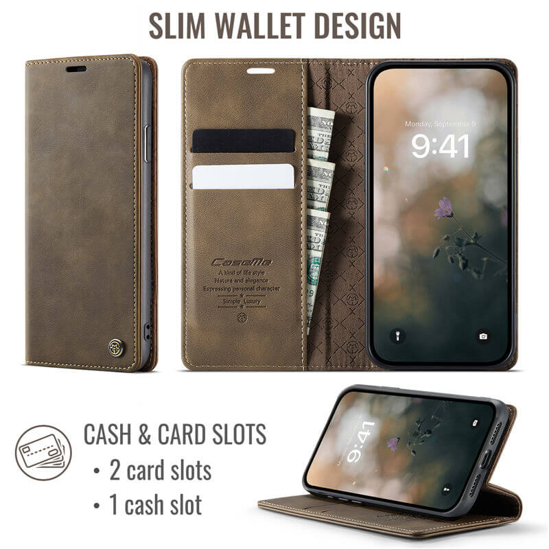 CaseMe iPhone XR Magnetic Wallet Case with RFID Blocking