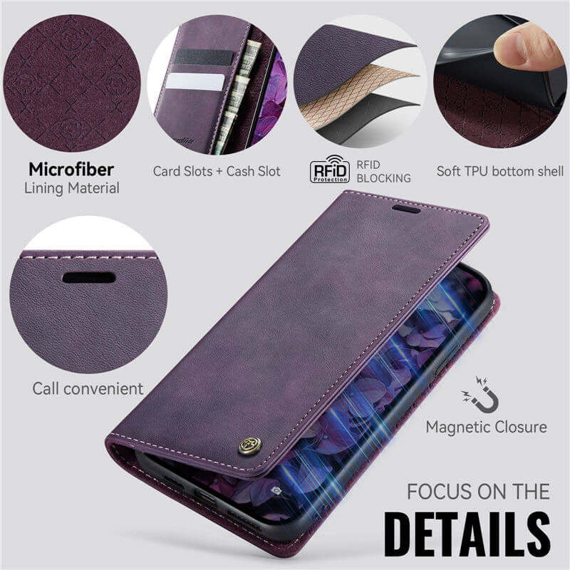 CaseMe iPhone XR Magnetic Wallet Case with RFID Blocking