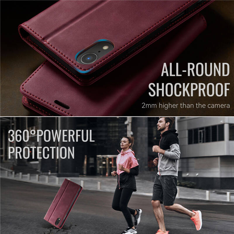 CaseMe iPhone XR Magnetic Wallet Case with RFID Blocking