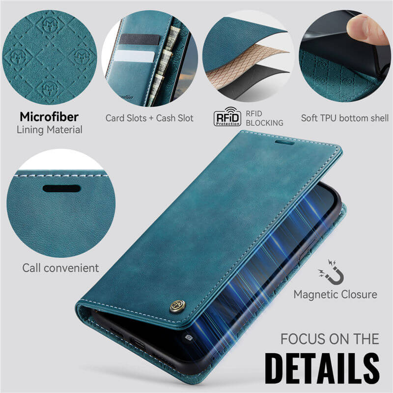 CaseMe iPhone XS Max Magnetic Wallet Case with RFID Blocking