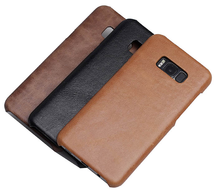 Genuine Leather Matte Samsung Galaxy S8 Hard Back Cover Case