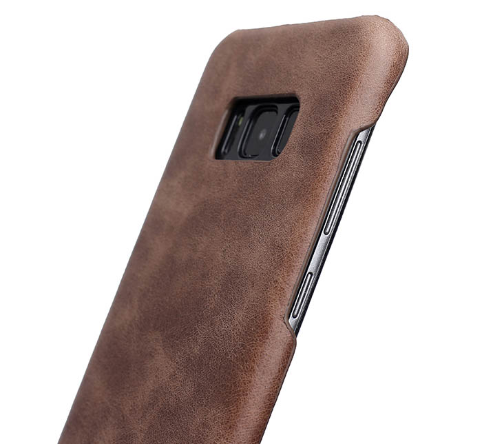 Genuine Leather Matte Samsung Galaxy S8 Hard Back Cover Case