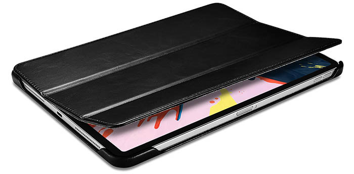 ICARER iPad Pro 12.9 inch 2020 Vintage Side Open Tri-Fold Stand Genuine Leather Case