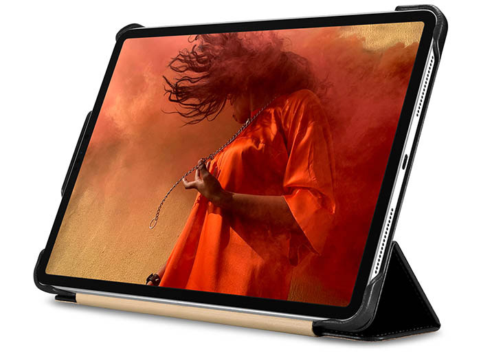 ICARER iPad Pro 12.9 inch 2020 Vintage Side Open Tri-Fold Stand Genuine Leather Case