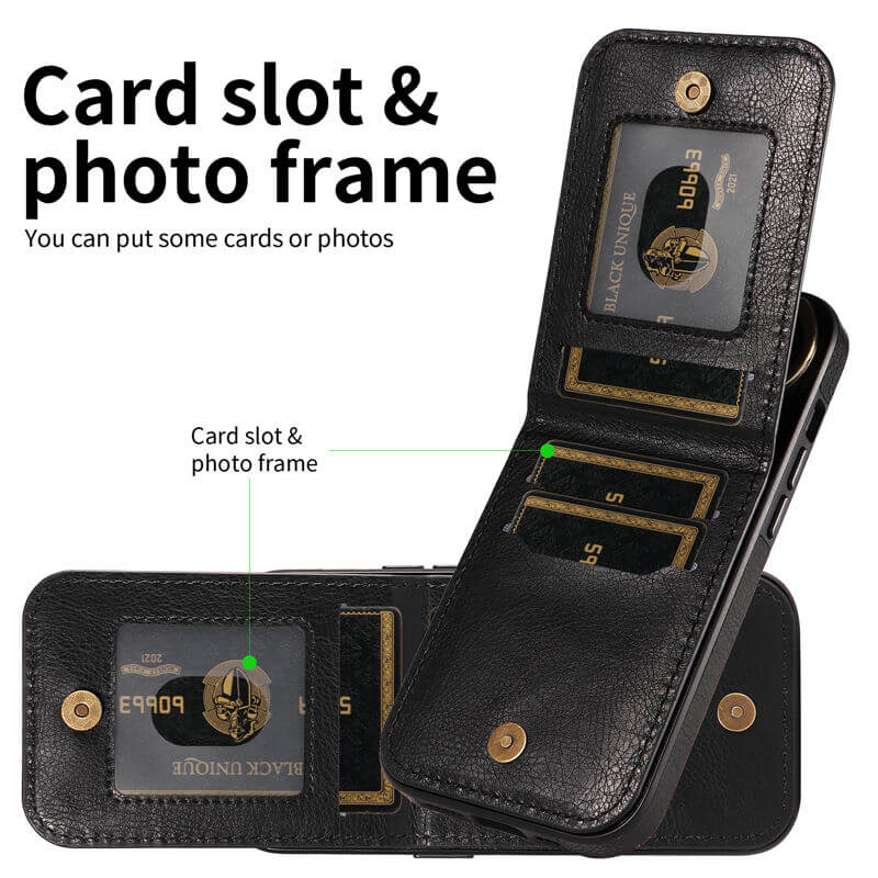 Card Slots Kickstand Litchi Texture Leather Phone Case