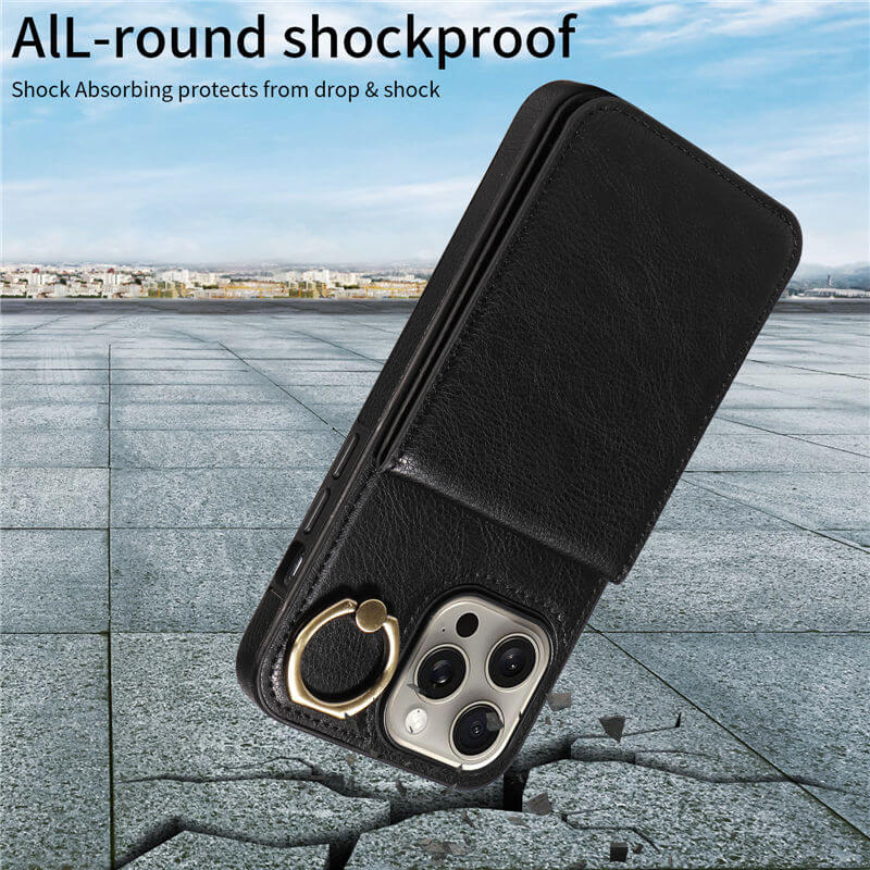 Card Slots Kickstand Litchi Texture Leather Phone Case