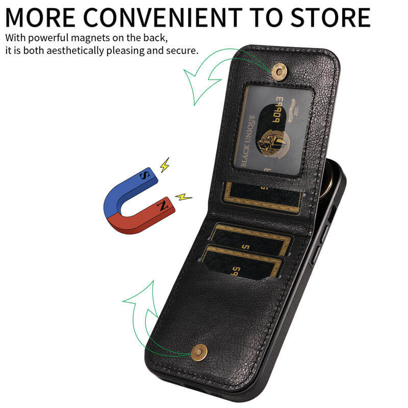 Card Slots Kickstand Litchi Texture Leather Phone Case