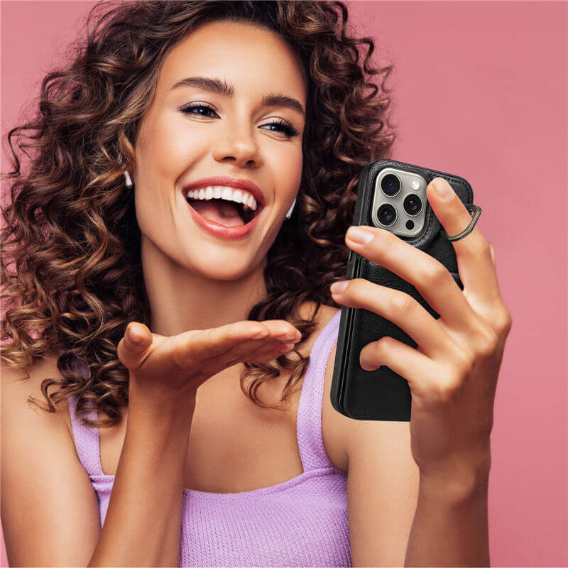 Card Slots Kickstand Litchi Texture Leather Phone Case