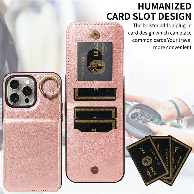 Card Slots Kickstand Litchi Texture Leather Phone Case