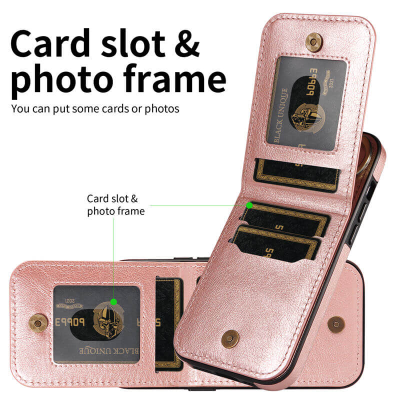 Card Slots Kickstand Litchi Texture Leather Phone Case