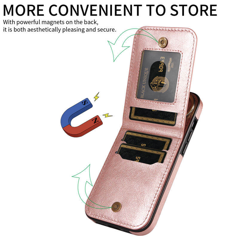 Card Slots Kickstand Litchi Texture Leather Phone Case