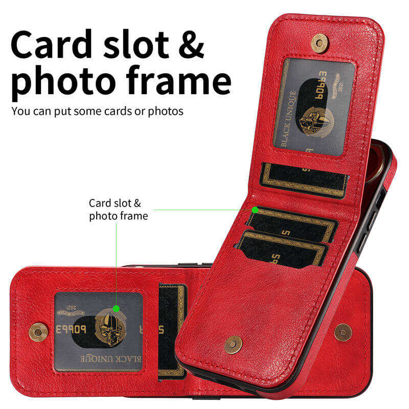 Card Slots Kickstand Litchi Texture Leather Phone Case