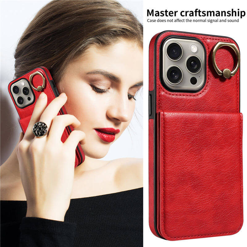 Card Slots Kickstand Litchi Texture Leather Phone Case