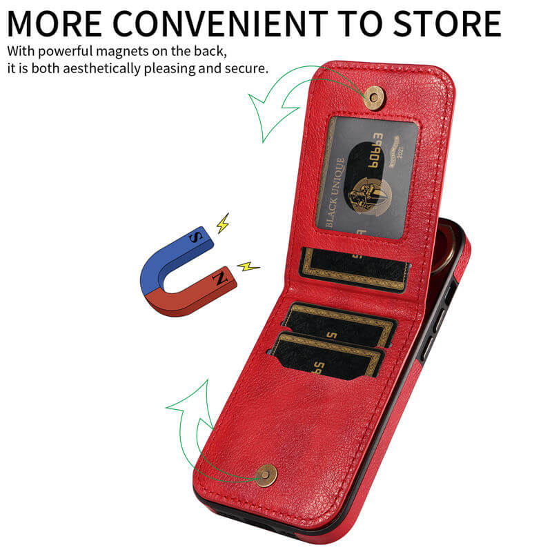 Card Slots Kickstand Litchi Texture Leather Phone Case