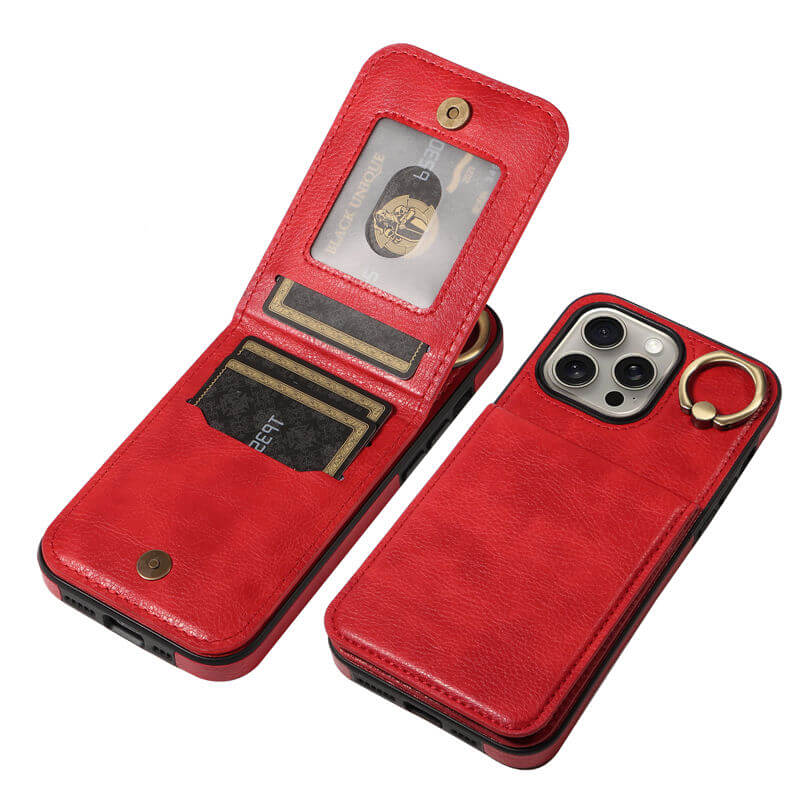 Card Slots Kickstand Litchi Texture Leather Phone Case