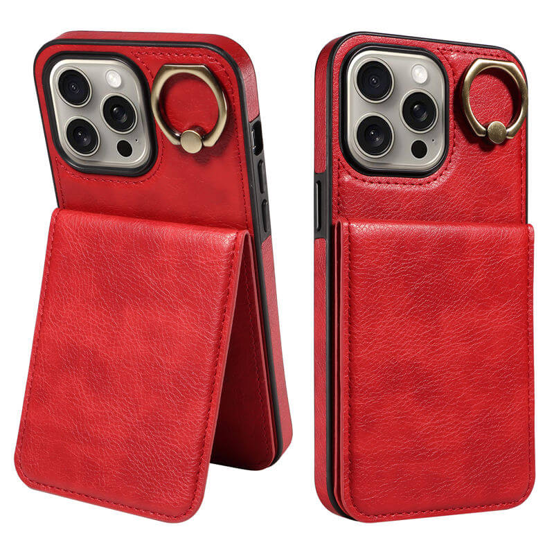 Card Slots Kickstand Litchi Texture Leather Phone Case