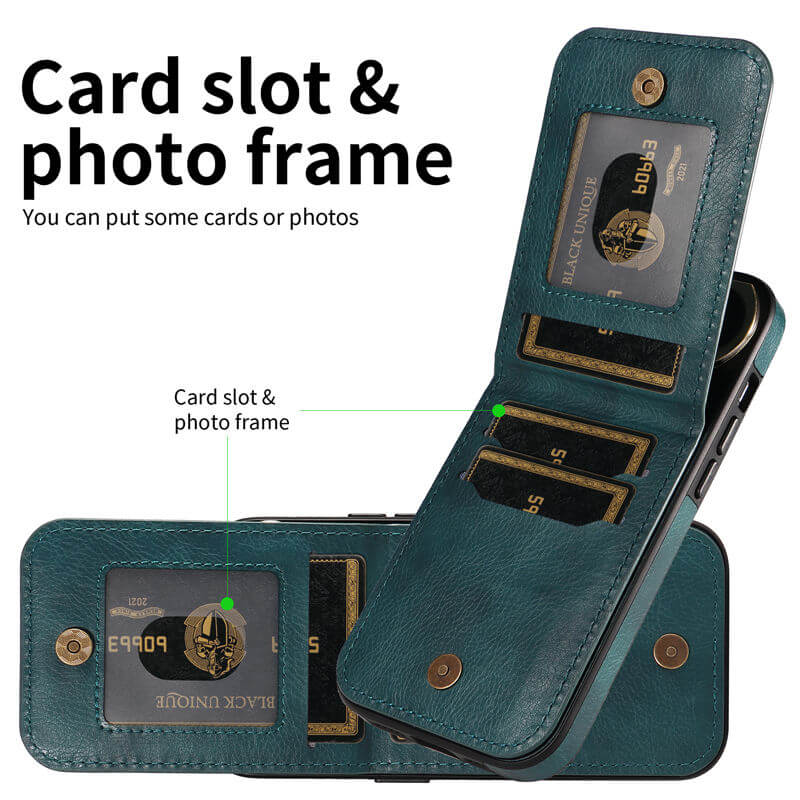 Card Slots Kickstand Litchi Texture Leather Phone Case