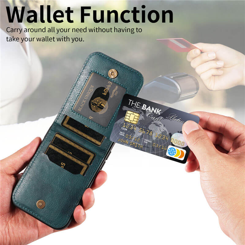 Card Slots Kickstand Litchi Texture Leather Phone Case