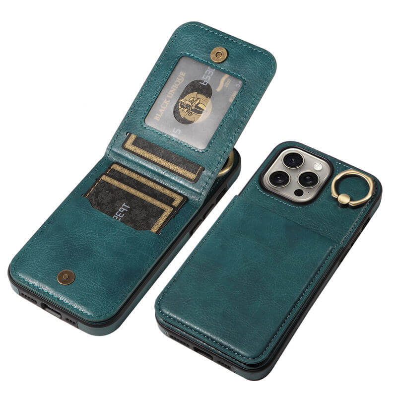 Card Slots Kickstand Litchi Texture Leather Phone Case