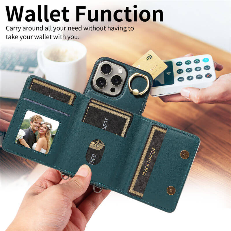 Card Slot Calf Texture Kickstand Case PU TPU Back Cover