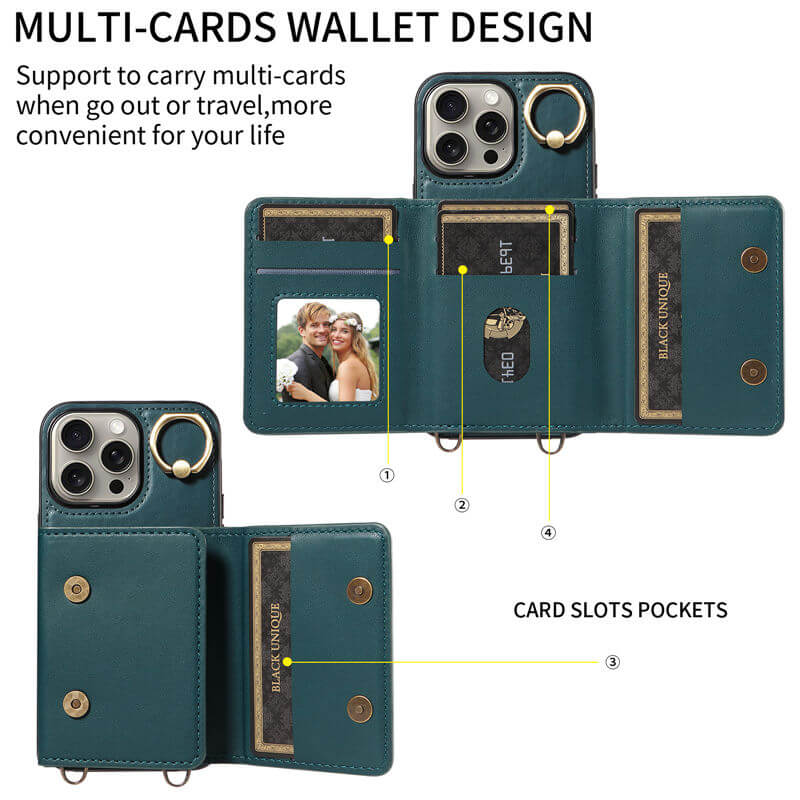 Card Slot Calf Texture Kickstand Case PU TPU Back Cover