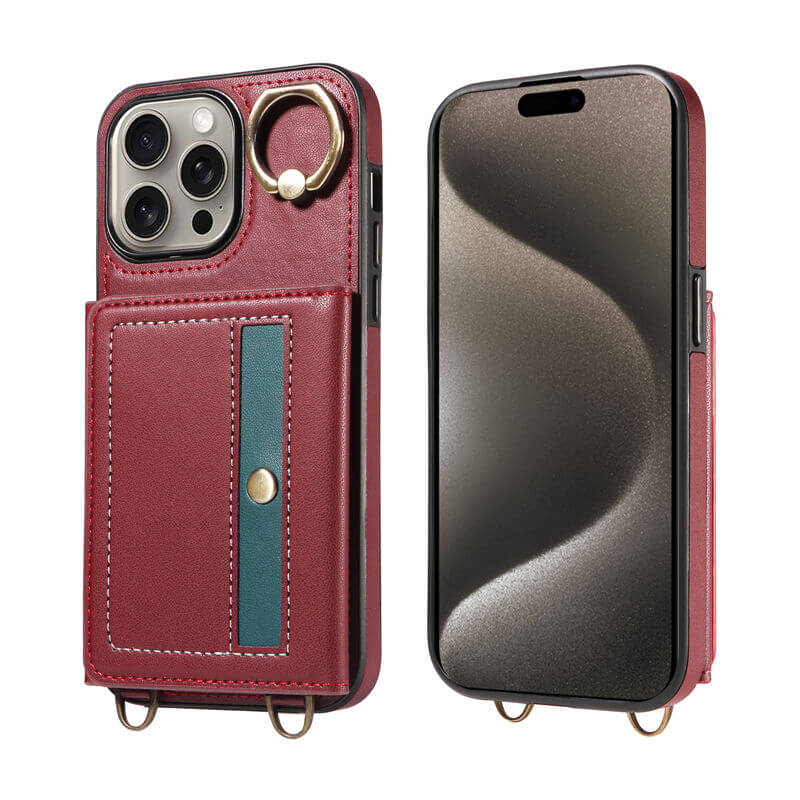 Card Slot Calf Texture Kickstand Case PU TPU Back Cover