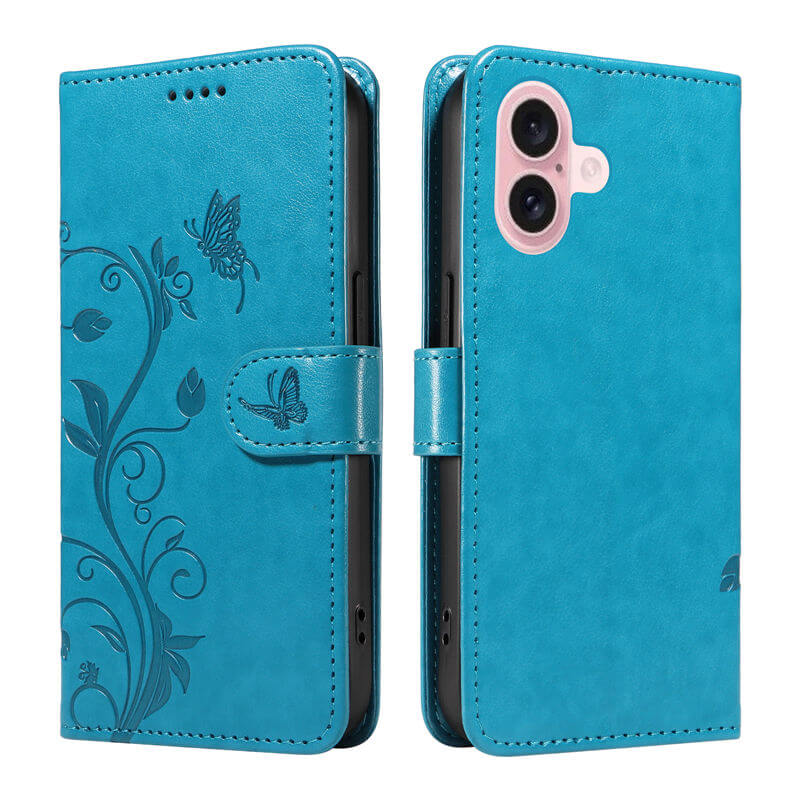 For iPhone 16 Apricot Blossom Embossed Pattern Wallet Case