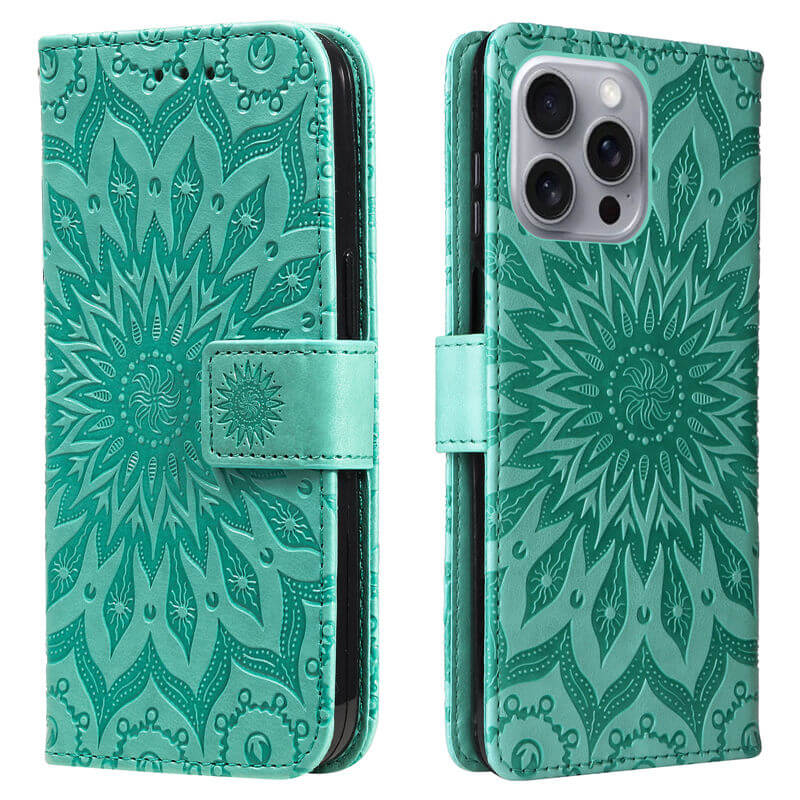 For iPhone 16 Pro Max Apricot Blossom Embossed Pattern Wallet Case