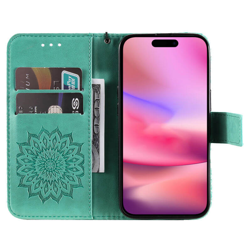 For iPhone 16 Apricot Blossom Embossed Pattern Wallet Case