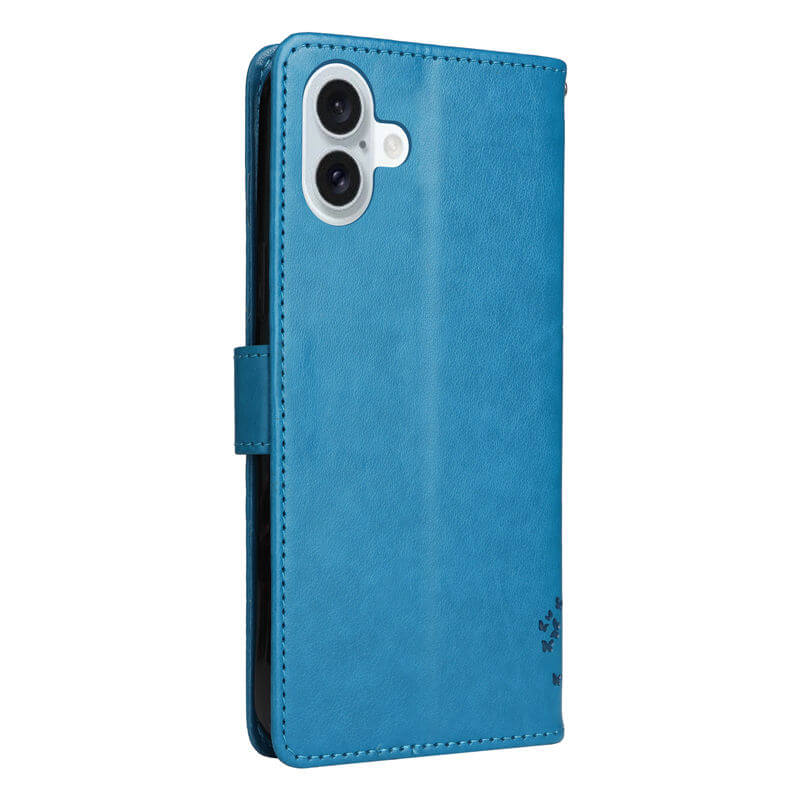 For iPhone 16 Plus Cat Tree Embossed Pattern Wallet Case