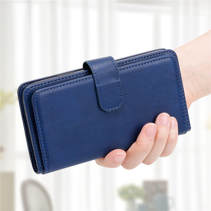For iPhone 16 Pro Max Wallet 10 Card Slots Leather Case