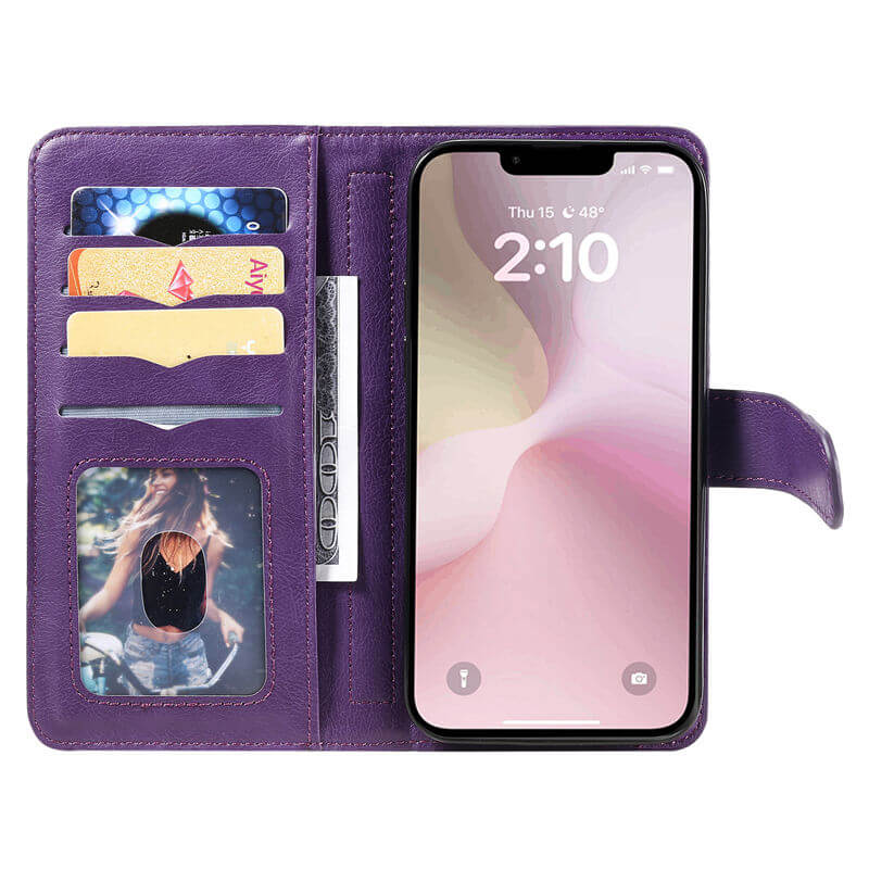 For iPhone 16e Wallet 10 Card Slots Leather Case