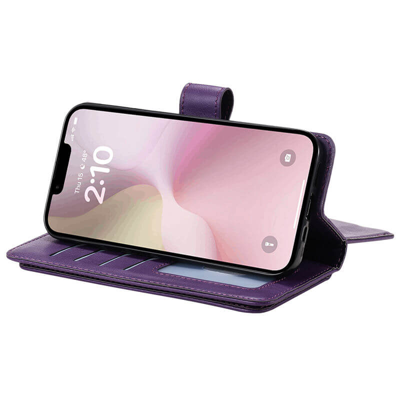 For iPhone 16e Wallet 10 Card Slots Leather Case