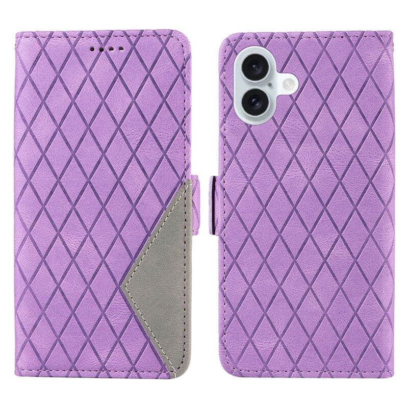 For iPhone 16 Plus Color Splicing Wallet Kickstand Magnetic Case