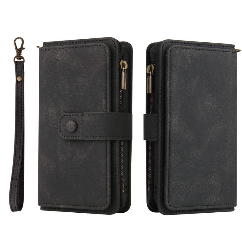 Multi-Functional Zipper Wallet 15 Card Slots Stand Leather Phone Case