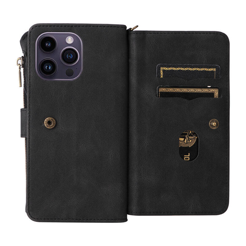 Multi-Functional Zipper Wallet 15 Card Slots Stand Leather Phone Case