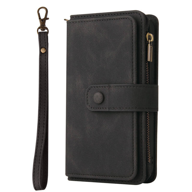 Multi-Functional Zipper Wallet 15 Card Slots Stand Leather Phone Case