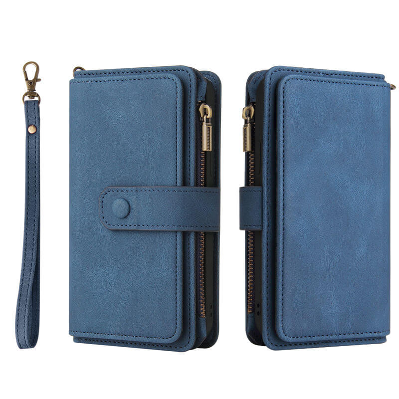 Multi-Functional Zipper Wallet 15 Card Slots Stand Leather Phone Case